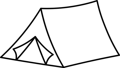 Illustration of Tent Icon In Thin Line A rt.
