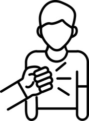 Black line illustration of hit a man icon.