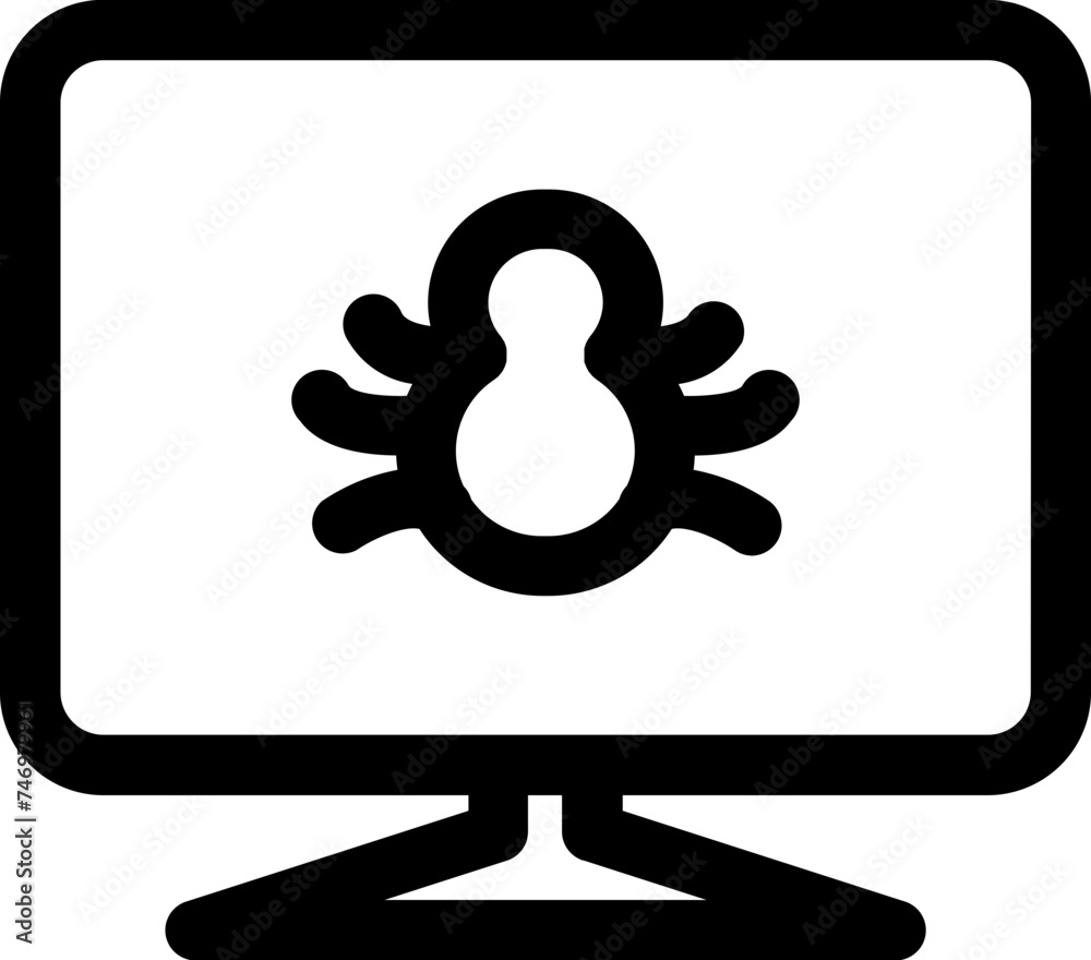 Sticker Computer Virus icon in thin line art.