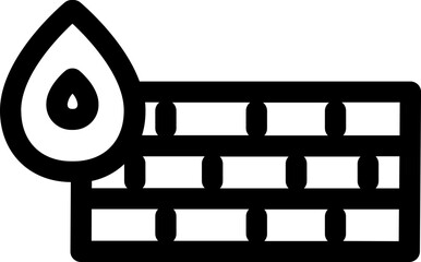 Brick Wall with Drop icon in black line art.