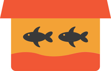 Fish tank icon in flat style.
