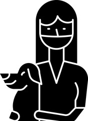 Woman Wear Mask With Dog Icon In Glyph Style.