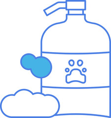 Animal Soap Bottle Icon in Blue Line Art.