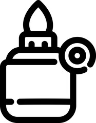 Obraz premium Burning Lighter Icon in Thin Line Art.