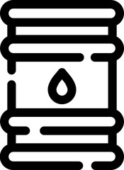 Oil Barrel Line Art Icon in Flat Style.