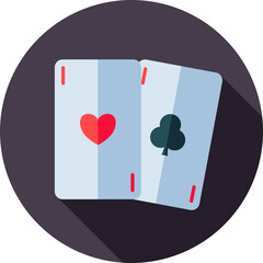 Playing cards icon on purple circle background.