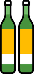 Drink bottles icon in green and yellow color.