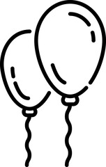 Illustration of Balloons icon in black outline.