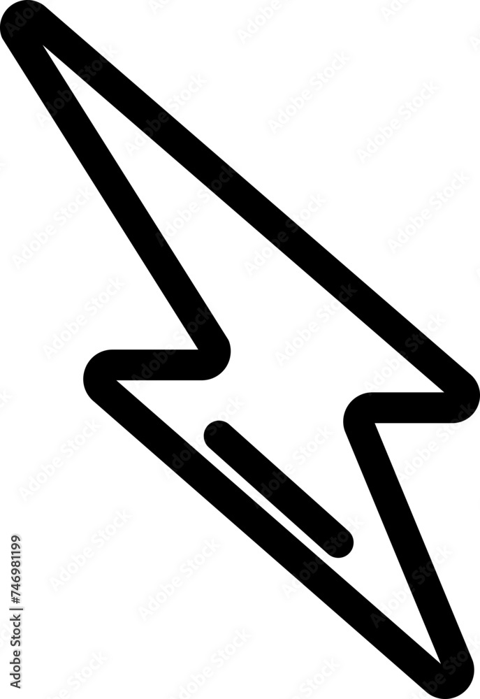 Sticker lightning bolt icon in black line art.