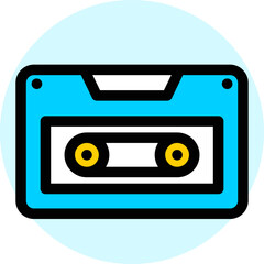 Flat style Cassette icon in blue and black color.