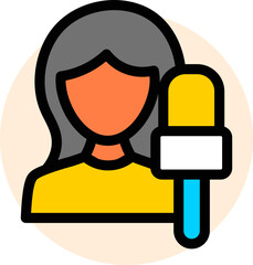 Obraz premium Vector illustration of Female news reporter icon.
