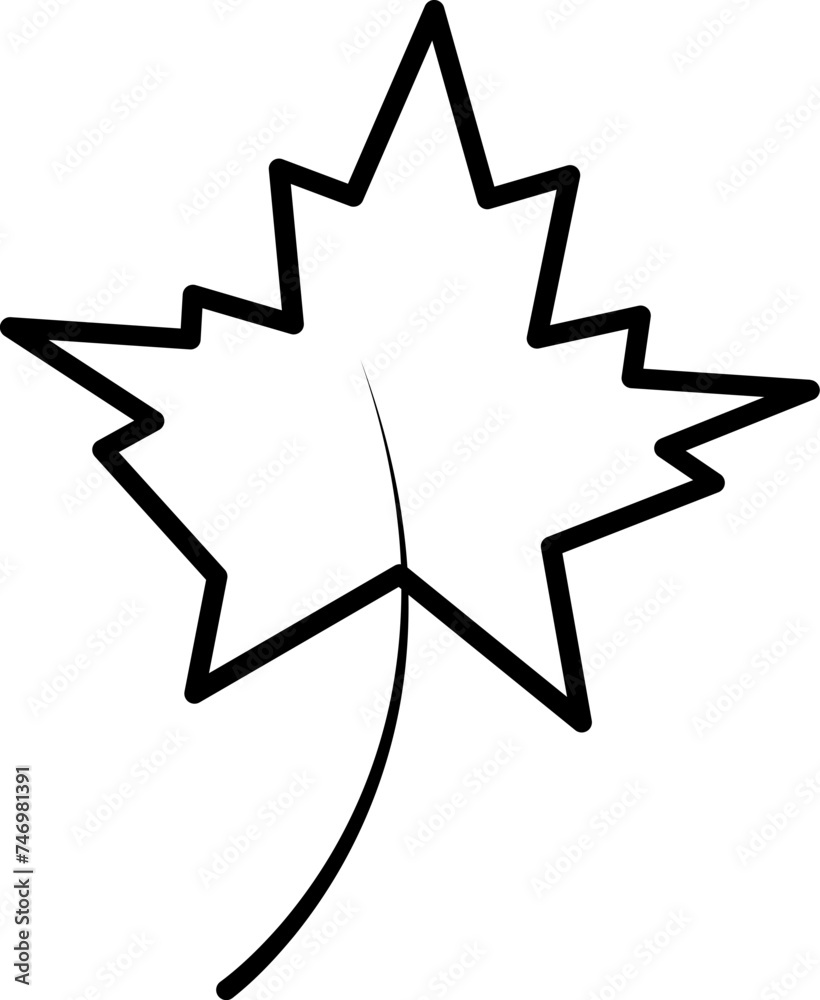 Poster Maple leaf icon in black line art.