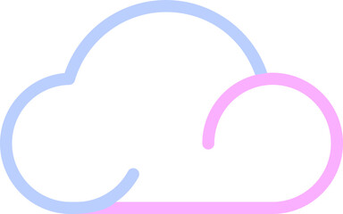 Cloud Icon In Blue And Pink Line Art.