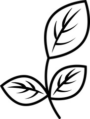 Black line art illustration of Leaf branch icon.