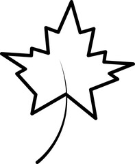 Maple leaf icon in black line art.