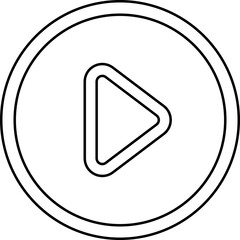 Play Button Icon in Black Outline.