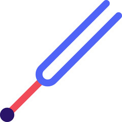 Tuning fork icon or symbol in blue and red color.