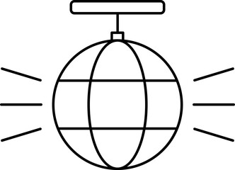 Disco Ball Icon In Black Thin Line Art.
