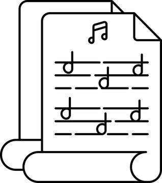Music Script Icon In Black Outline.