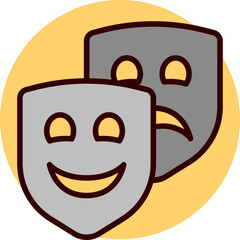 Sad and Happy face mask icon in gray color.