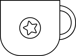 Illustration of Cup Icon in Thin Line Art.