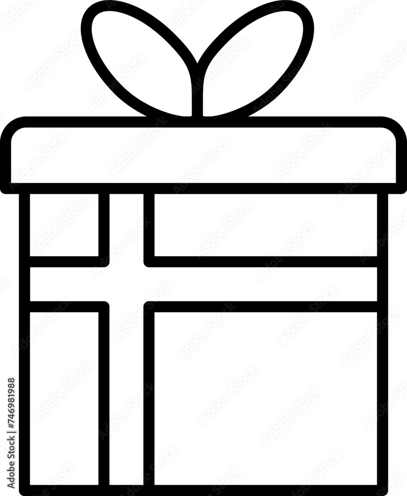 Canvas Prints Line art illustration of Gift Box icon.