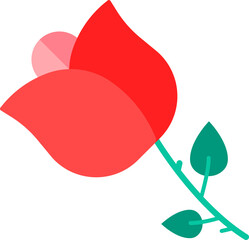 Rose Flower icon in red and green color.
