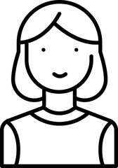 Obraz na płótnie Canvas Cartoon Young Girl icon in black line art.