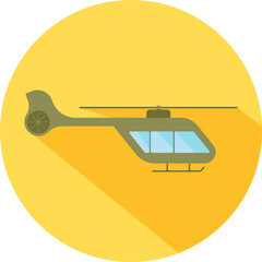 Helicopter icon in green color on yellow background.