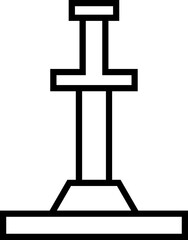 Sword in stone icon in black line art.