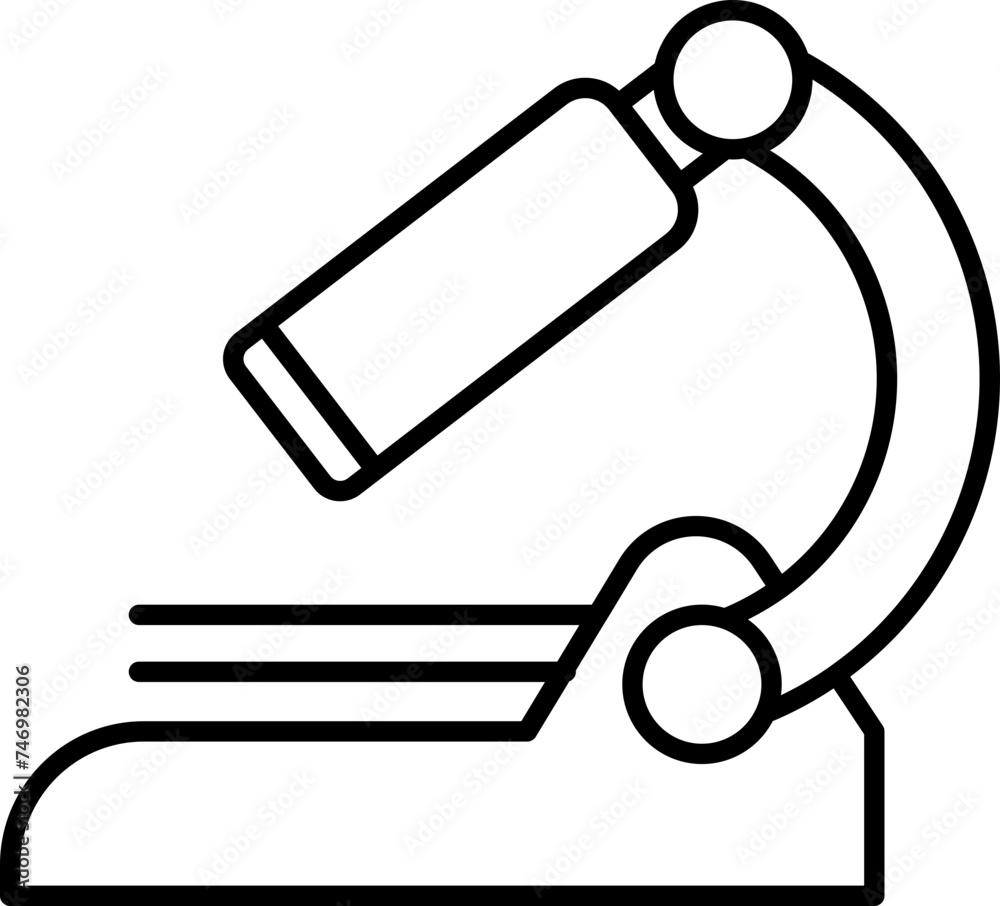 Canvas Prints Black outline Microscope icon in flat style.