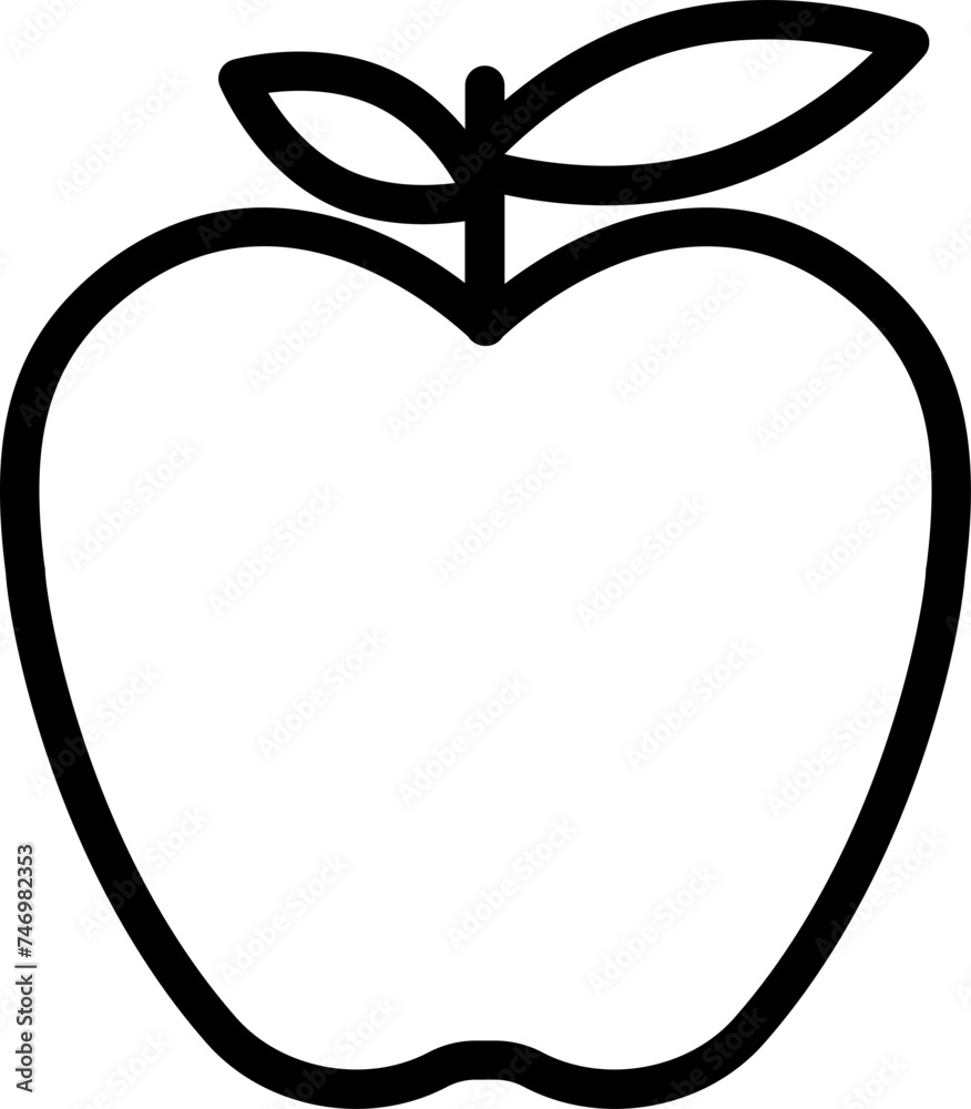 Sticker line art illustration of apple icon.