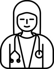 Female Doctor icon in black outline.