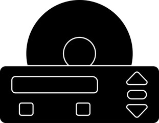 DVD Player Icon In Black And White Color.