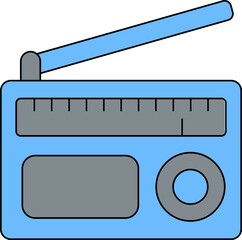 Radio Icon In Blue And Gray Color.