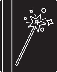 Magical Book Icon In Black And White Color.