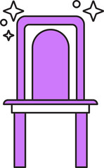 Chair Icon In Purple And White Color.