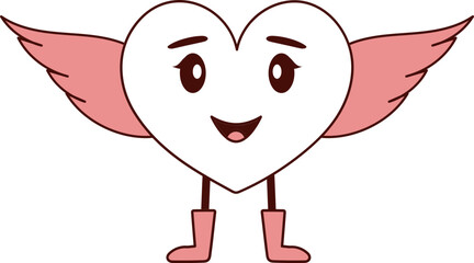 Illustration Of Angel Heart Character Icon In Flat Style.