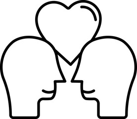 Loving Couple Head icon in black outline.
