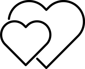 Line art hearts icon in flat style.