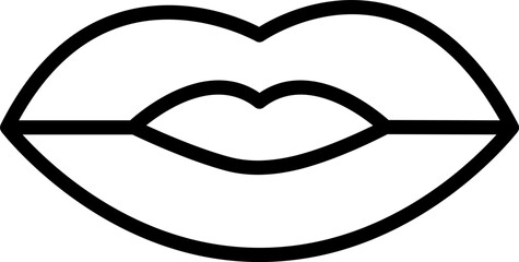Line art illustration of Kissing lips mark icon.