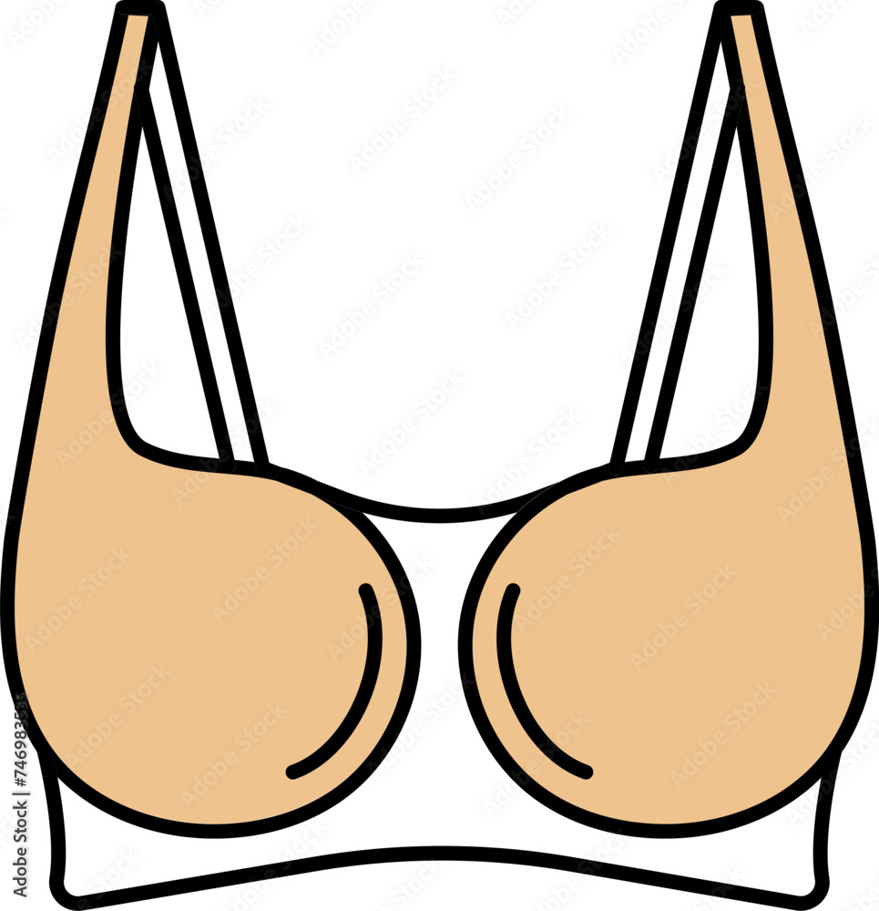 Canvas Prints Sports Bra Icon in Yellow and White Color.