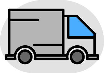 Delivery truck or Lorry icon in gray and blue color.