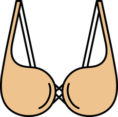 Yellow and Black Bra Icon in Flat Style.
