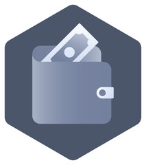 Illustration Of Wallet Icon On Hexagonal Shape.