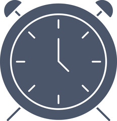 Blue And White Alarm Clock Icon Or Symbol.