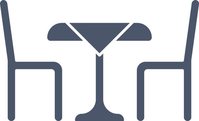 Illustration Of Dining Table Icon In White And Blue Color.