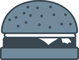 Burger Icon In Gray And White Color.
