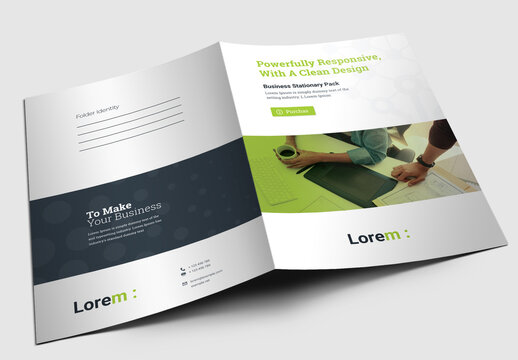 Business Presentation Folder With Green Accent