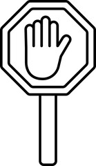 Stop sign board icon icon in line art.